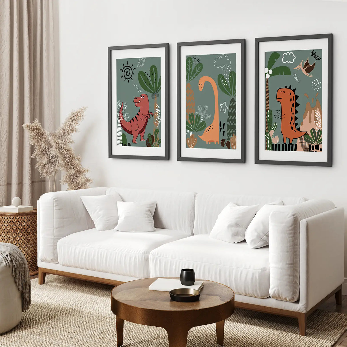 Green Dinosaur Nursery Decor Kids Room Wall Art