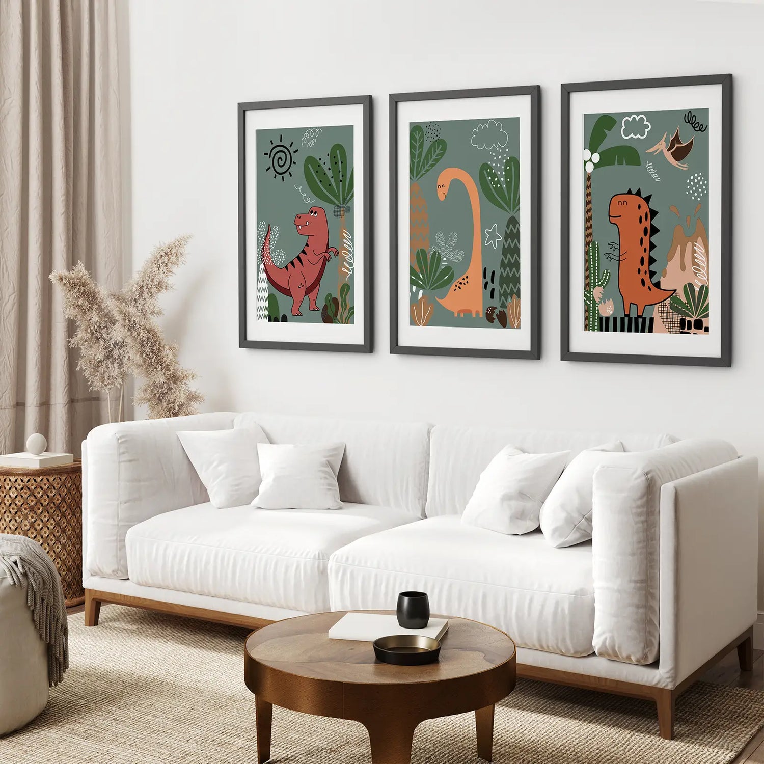 Green Dinosaur Nursery Decor Kids Room Wall Art