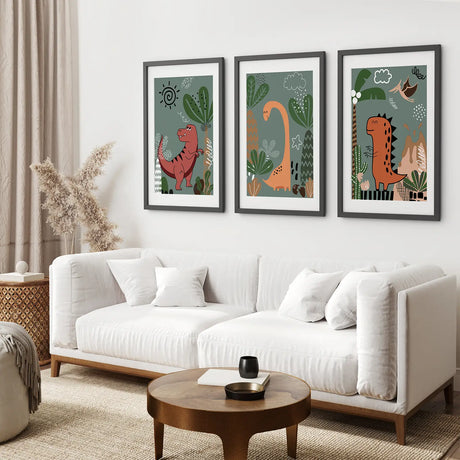 Green Dinosaur Nursery Decor Kids Room Wall Art