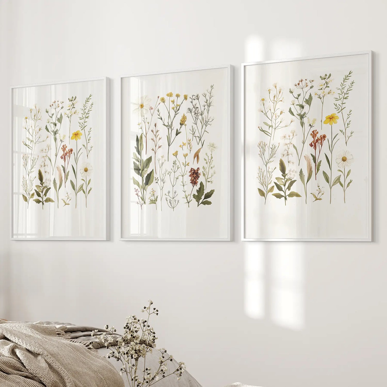 Wildflower Nature Prints. Modern Wall Art Decor