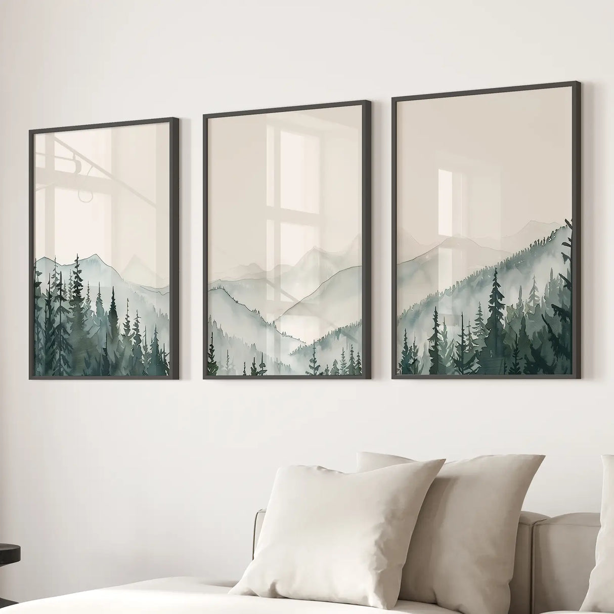 Set of 3 Mountain Forrest Decor Prints Wall Art