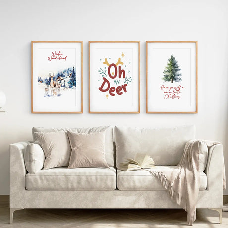 Winter Wonderland Christmas Wall Art Prints Set