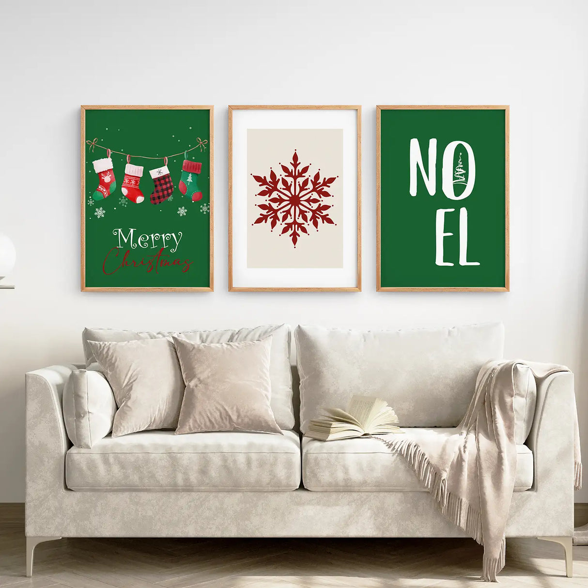 Trendy Green Christmas Holiday Art Nursery Decor