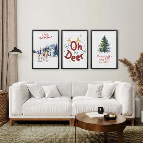 Winter Wonderland Christmas Wall Art Prints Set