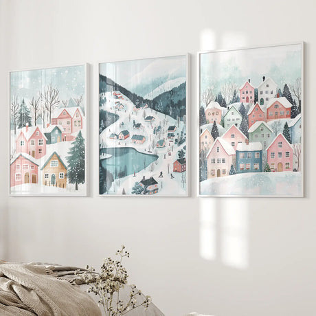 Christmas Village Cute Winter Landscape Posters