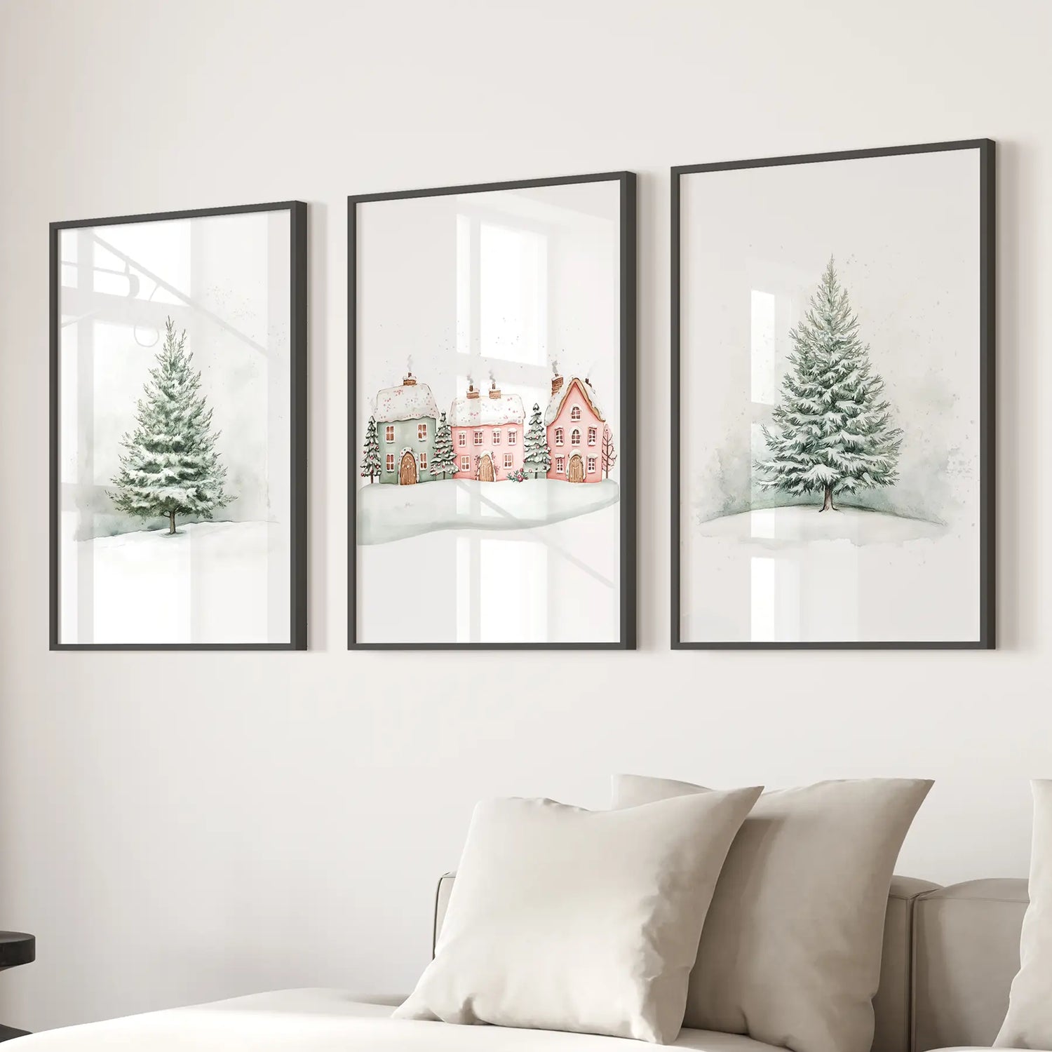 Winter Evergreen Tree Xmas Decor Wall Art Posters