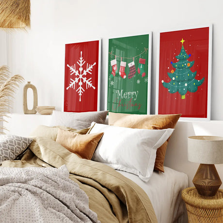 Modern Xmas Holiday Decor Nursery Wall Art Prints