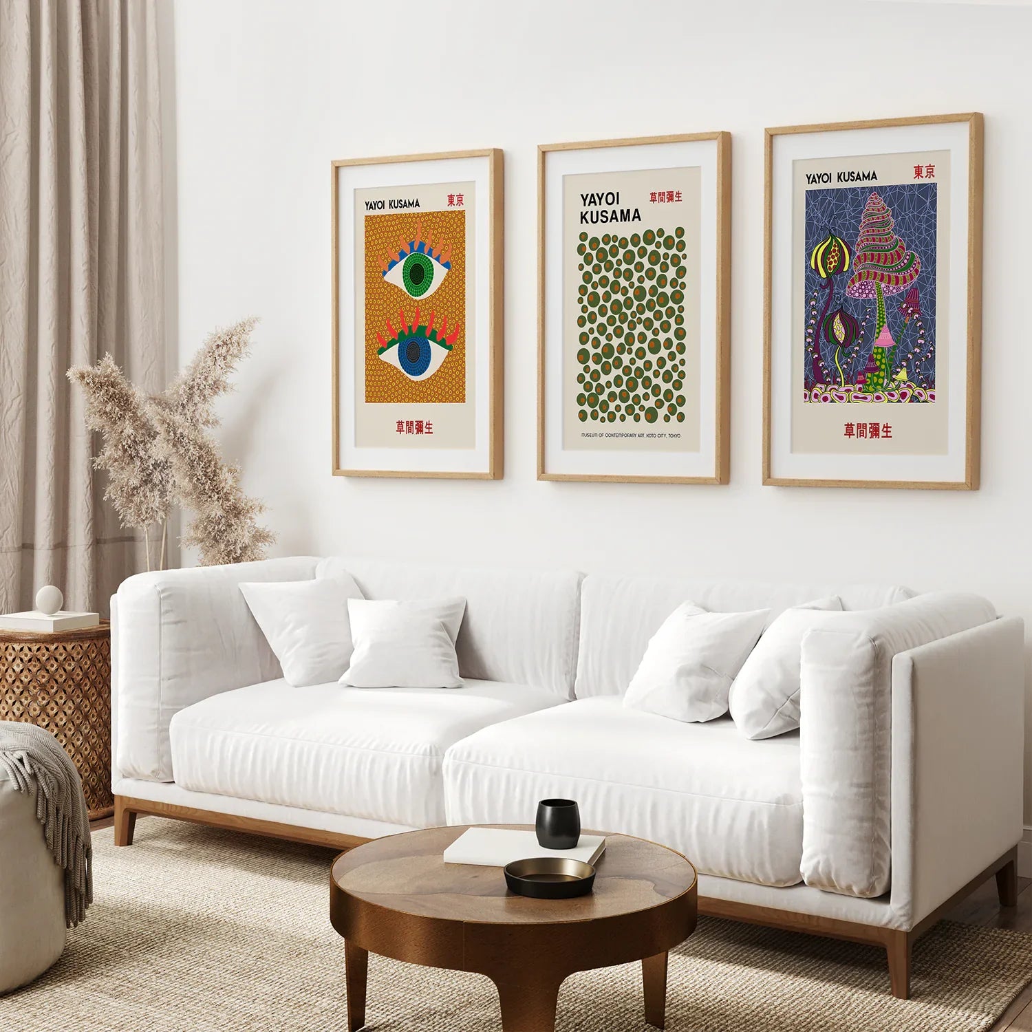 Yayoi Kusama Exhibition Wall Art Set of 3 Prints