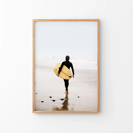 Yellow Surfboard Poster. Coastal Lifestyle Themed Print