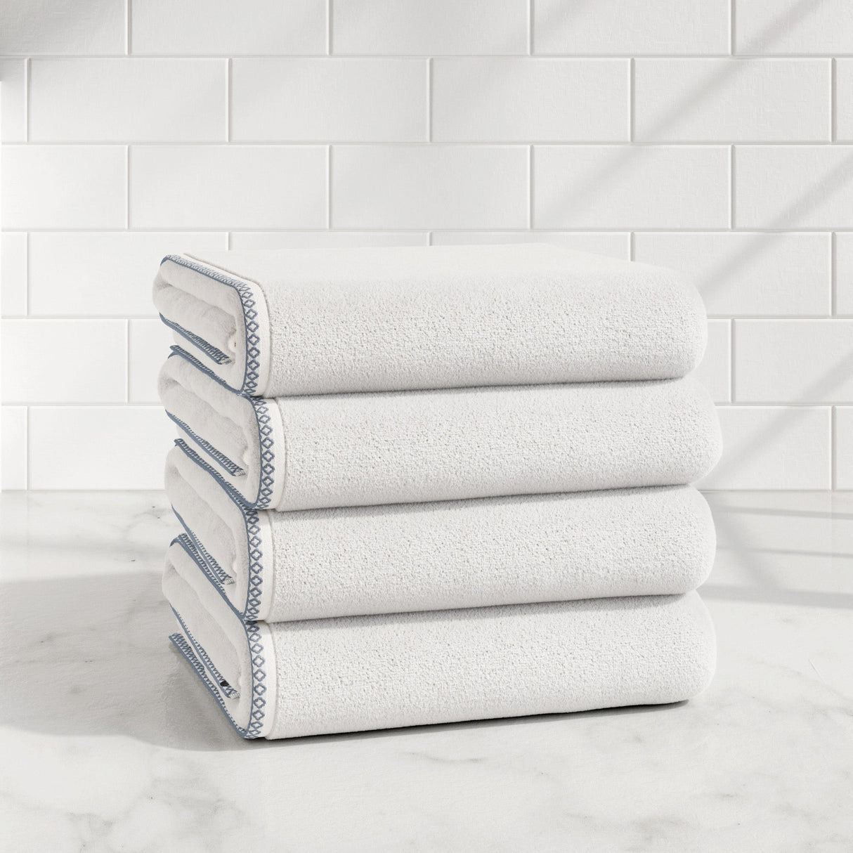 Cotton Border-Stitched 6-Piece Towel Set - Valery Collection