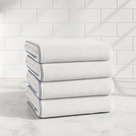 Cotton Border-Stitched 6-Piece Towel Set - Valery Collection