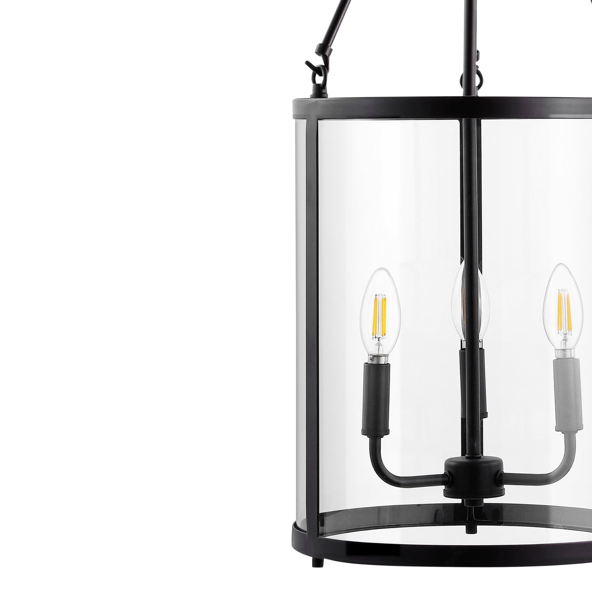 3-Light Industrial Farmhouse Iron/Glass LED Pendant