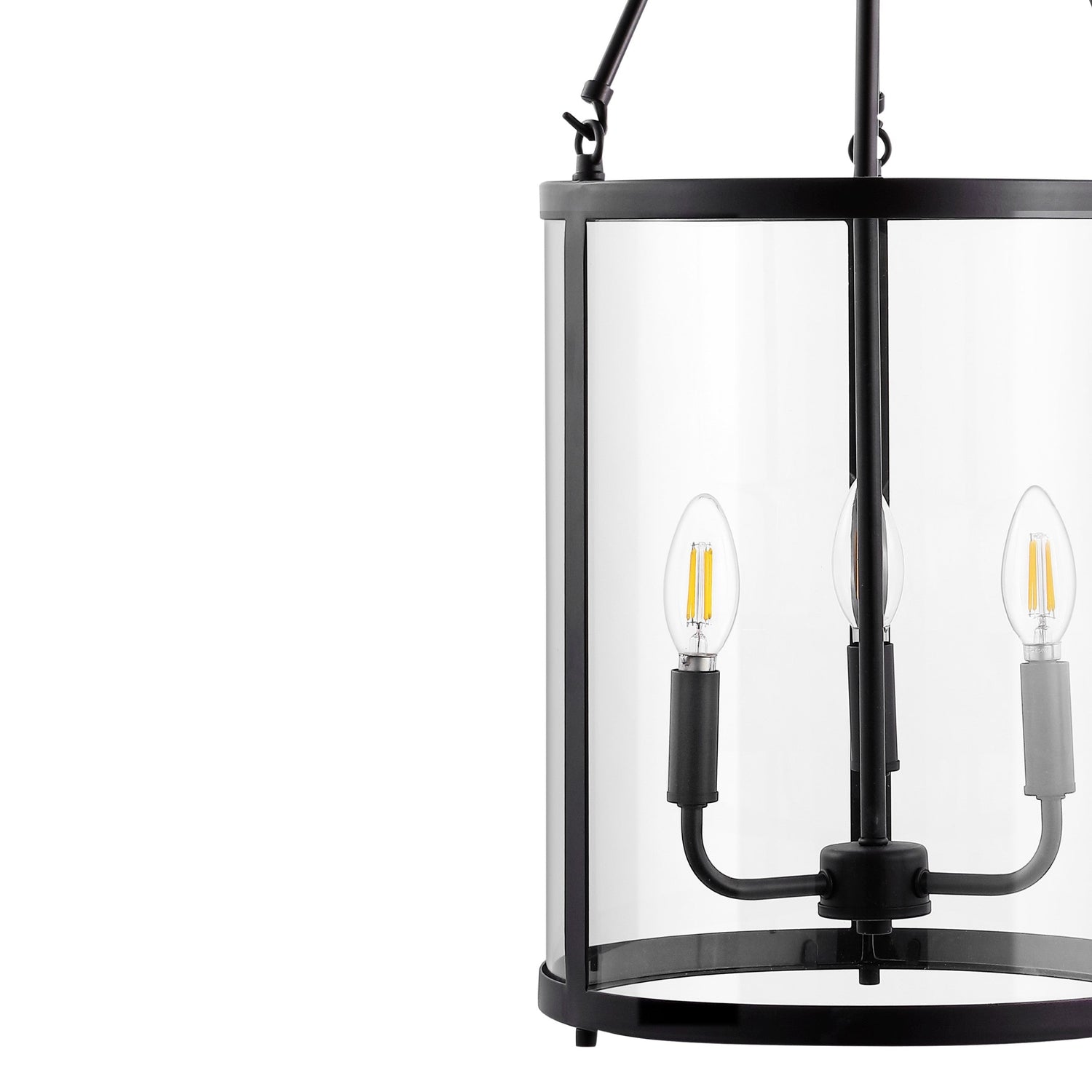 3-Light Industrial Farmhouse Iron/Glass LED Pendant