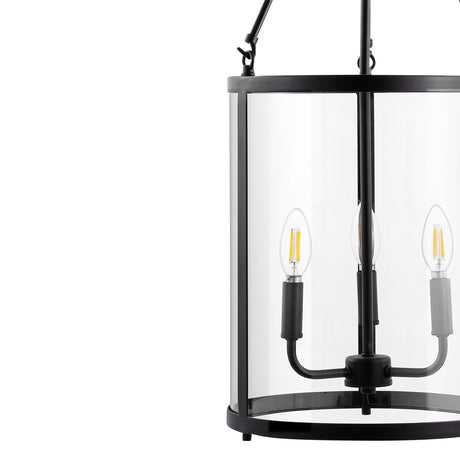 3-Light Industrial Farmhouse Iron/Glass LED Pendant