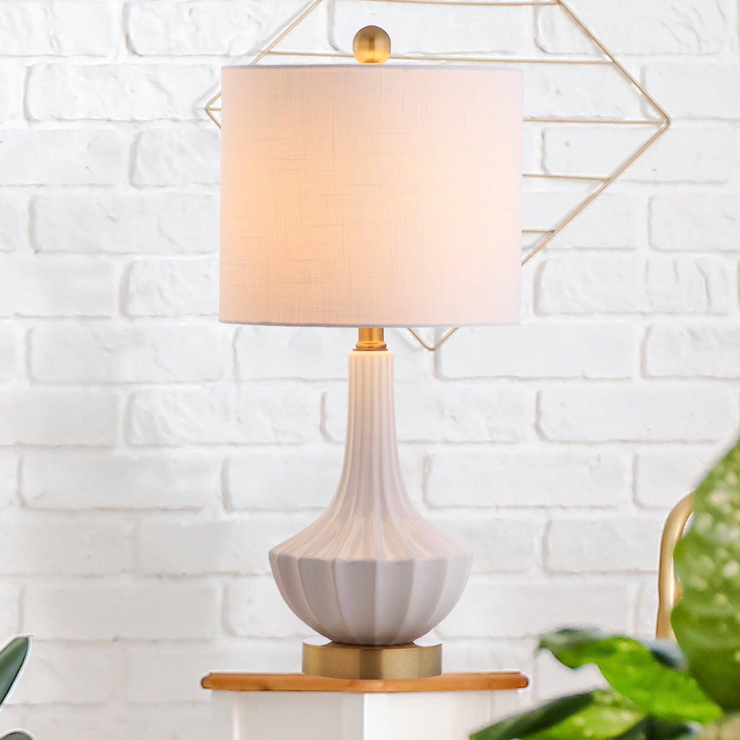 White Neck Ceramic Mini LED Table Lamp