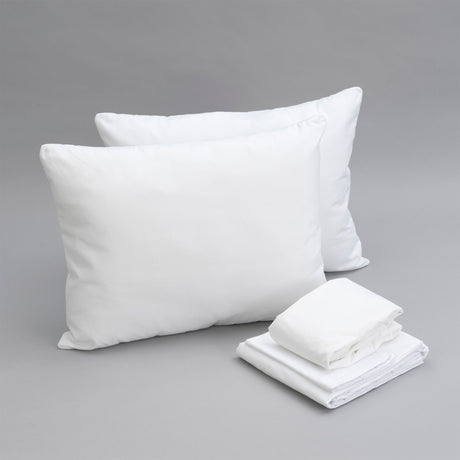 Essentials bedding bundle: pillows, sheet set, mattress protectors