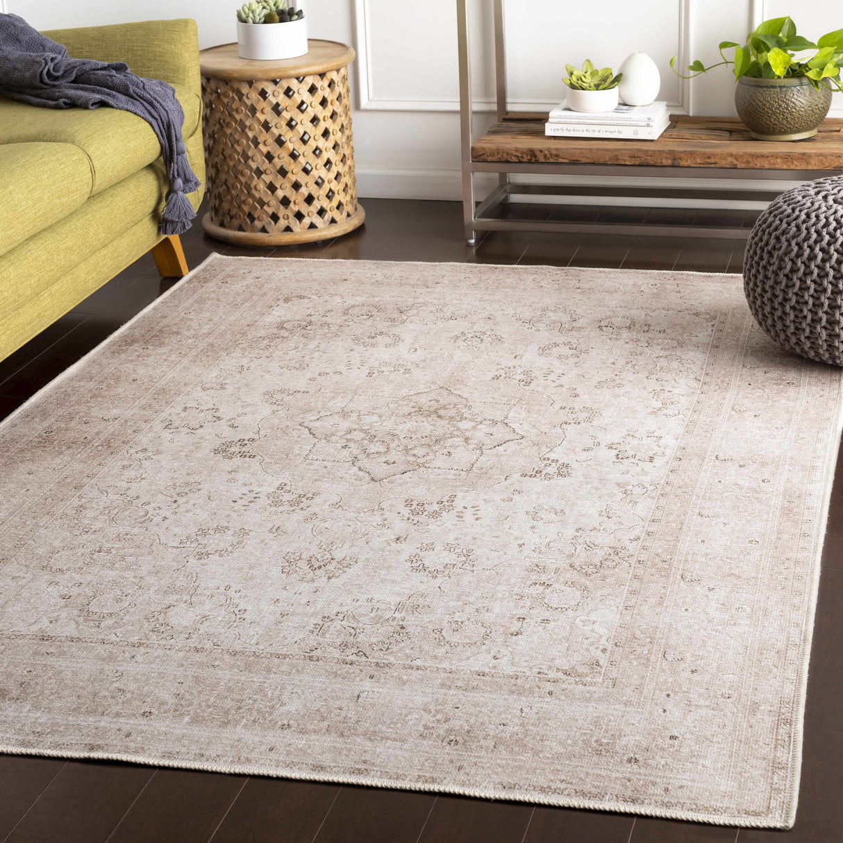 Bethany Vintage Flat Pile Washable Rug
