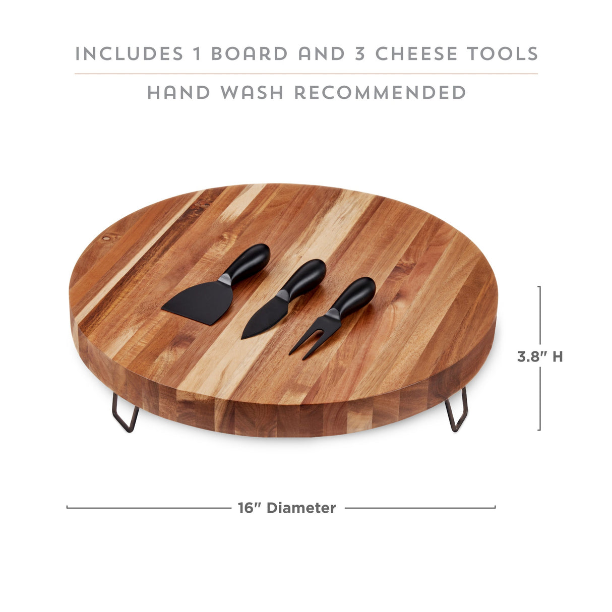 Acacia Footed Cheese Board & Knife Set