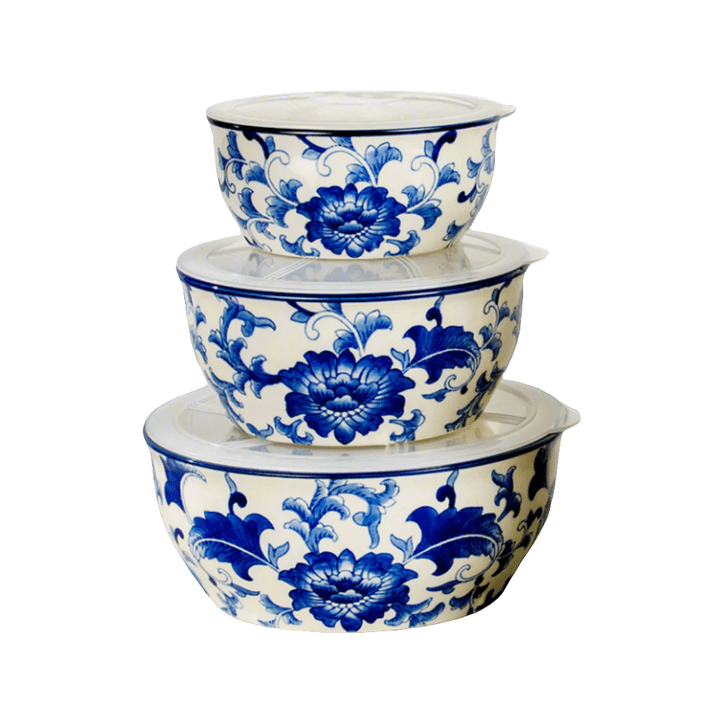 Blue Garden Chinoiserie 3-Piece Storage Bowls Set-Bowls
