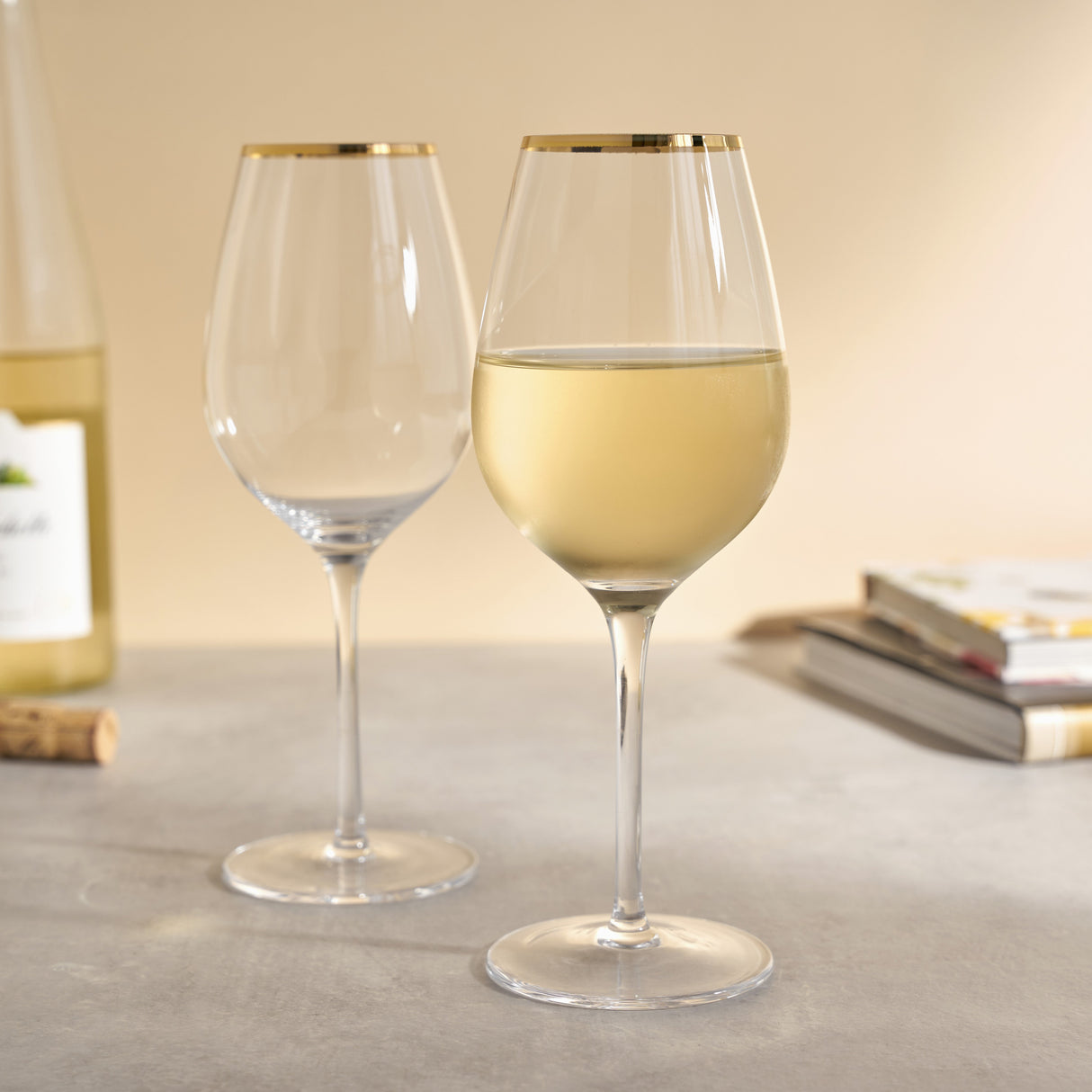 Gilded Stemmed Wine Glasses