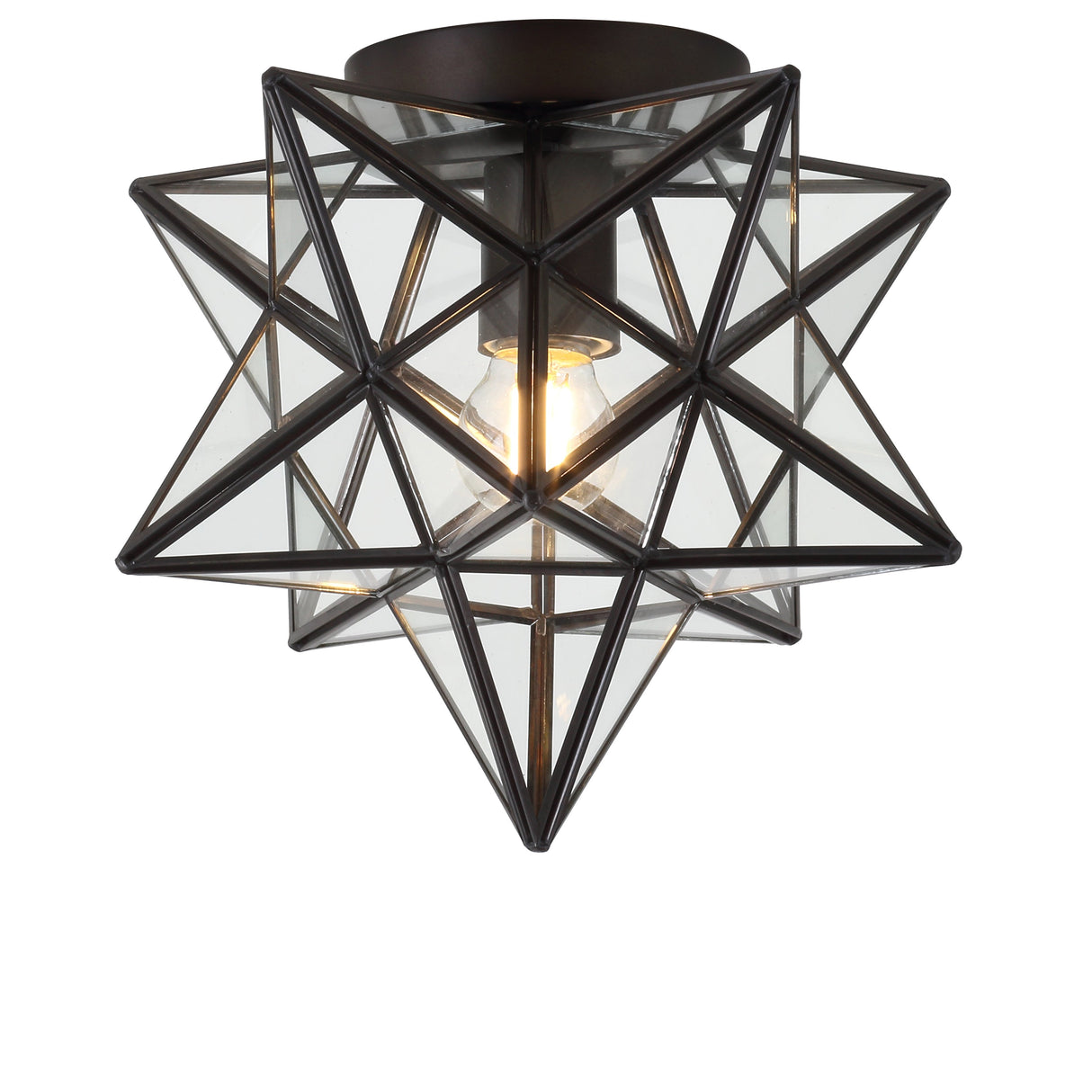 Moravian Star Metal/Clear Glass LED Flush Mount