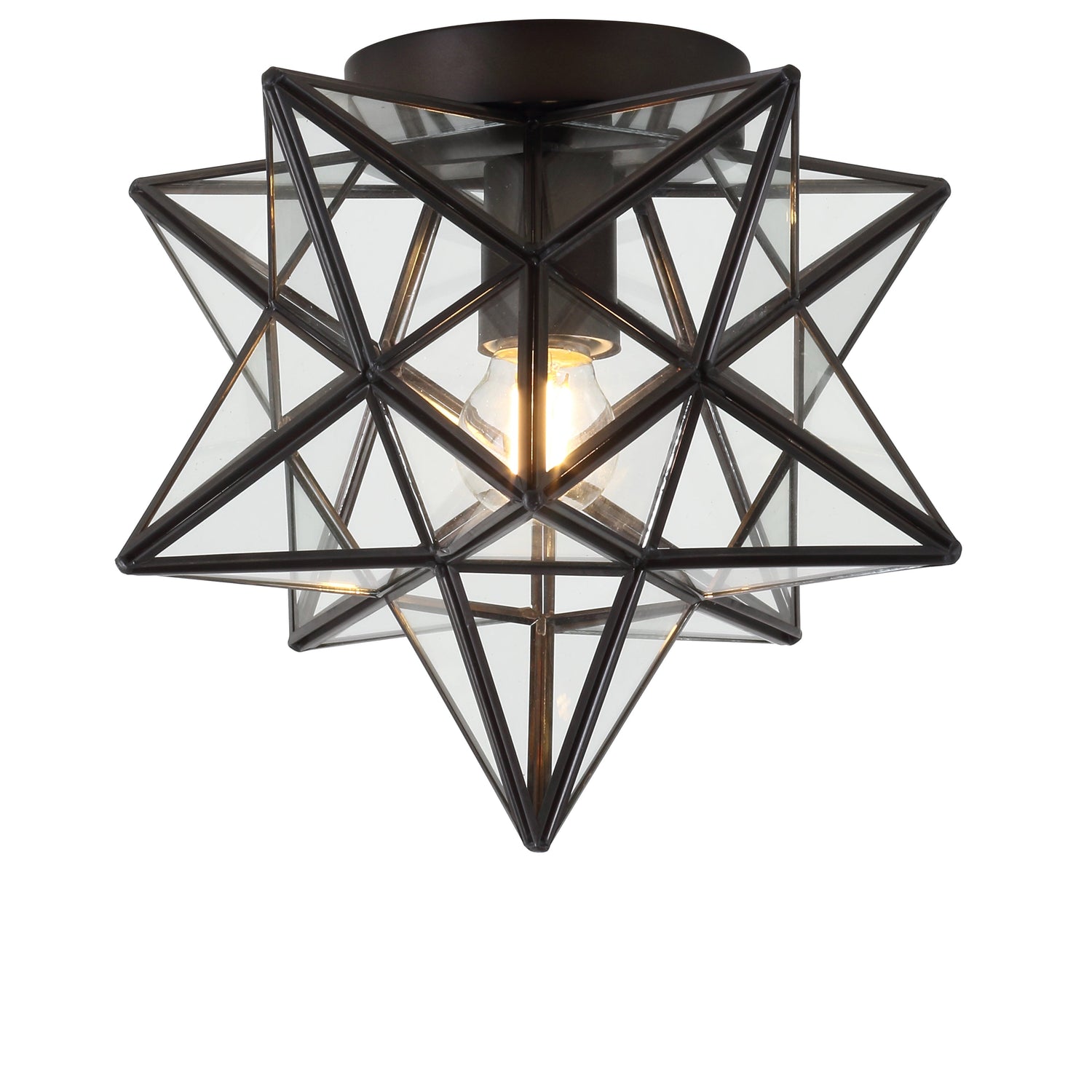 Moravian Star Metal/Clear Glass LED Flush Mount