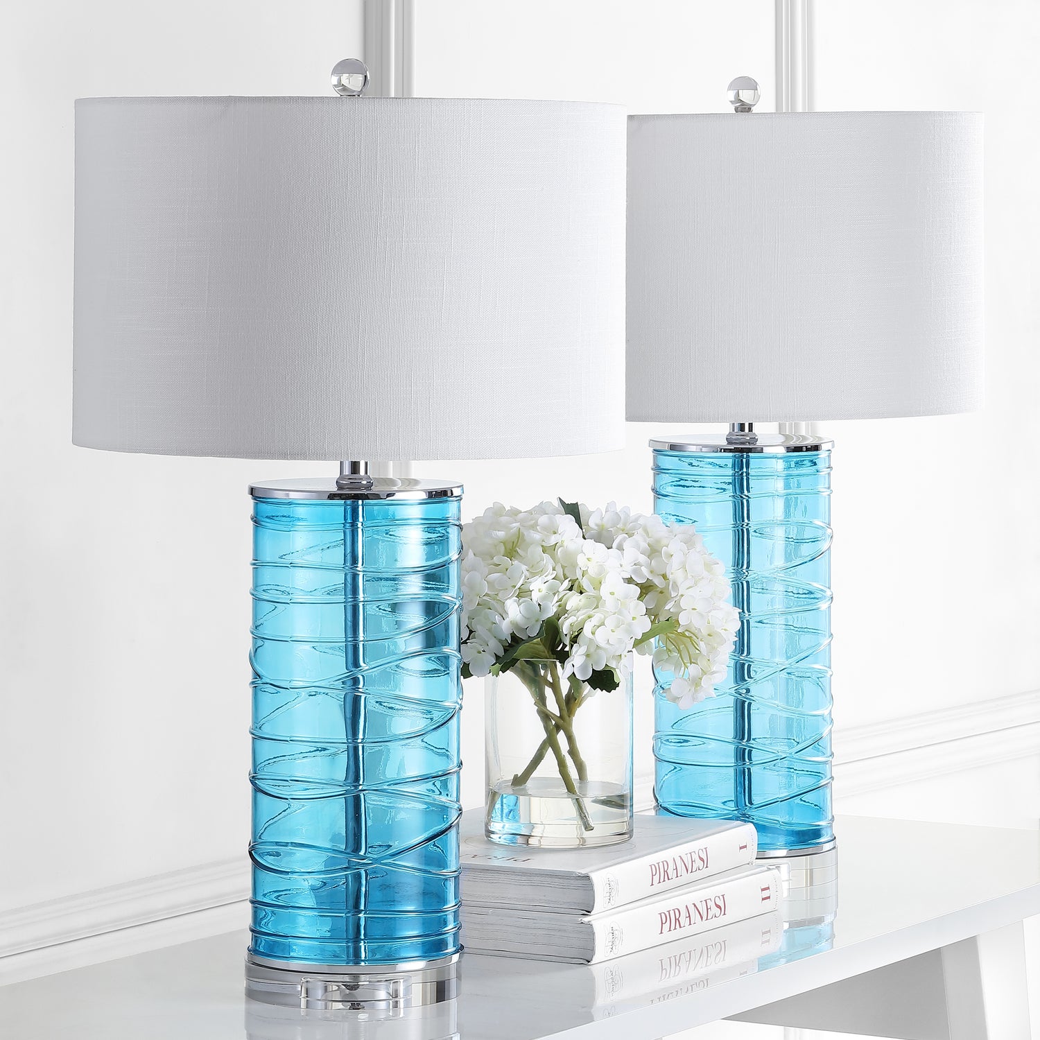 Modern-Fused-Glass-Cylinder-LED-Table-Lamp-(Set-of-2)-Blue-Table-Lamps