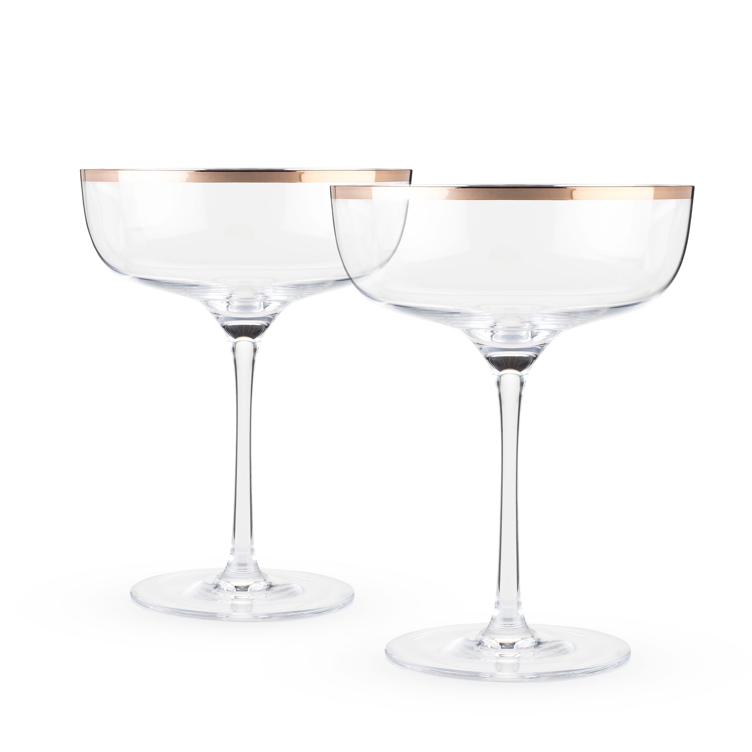 Copper Rim Crystal Coupe Set