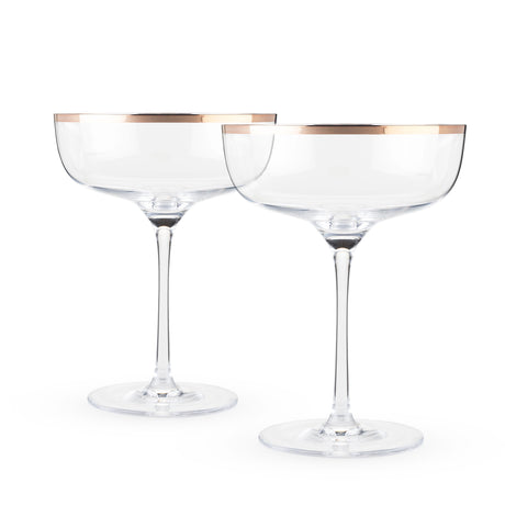 Copper Rim Crystal Coupe Set