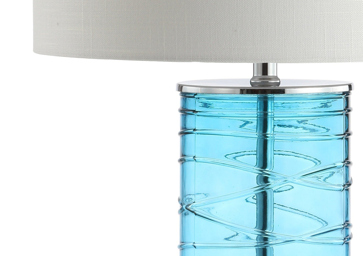Modern Fused Glass Cylinder LED Table Lamp (Set of 2) - Blue