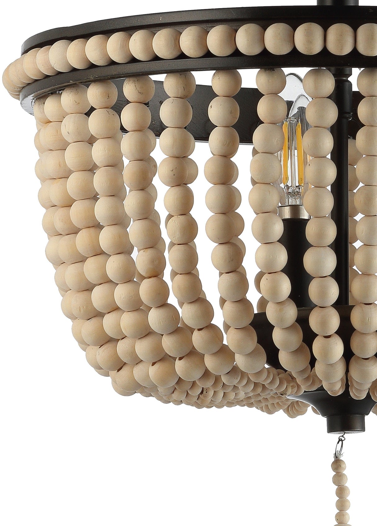 Wood Beaded/Metal LED Flush Mount