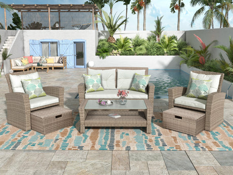 Elegantly-Woven-Outdoor-Tengbian--6-piece-outdoor-conversation-set-Outdoor-Furniture-Sets