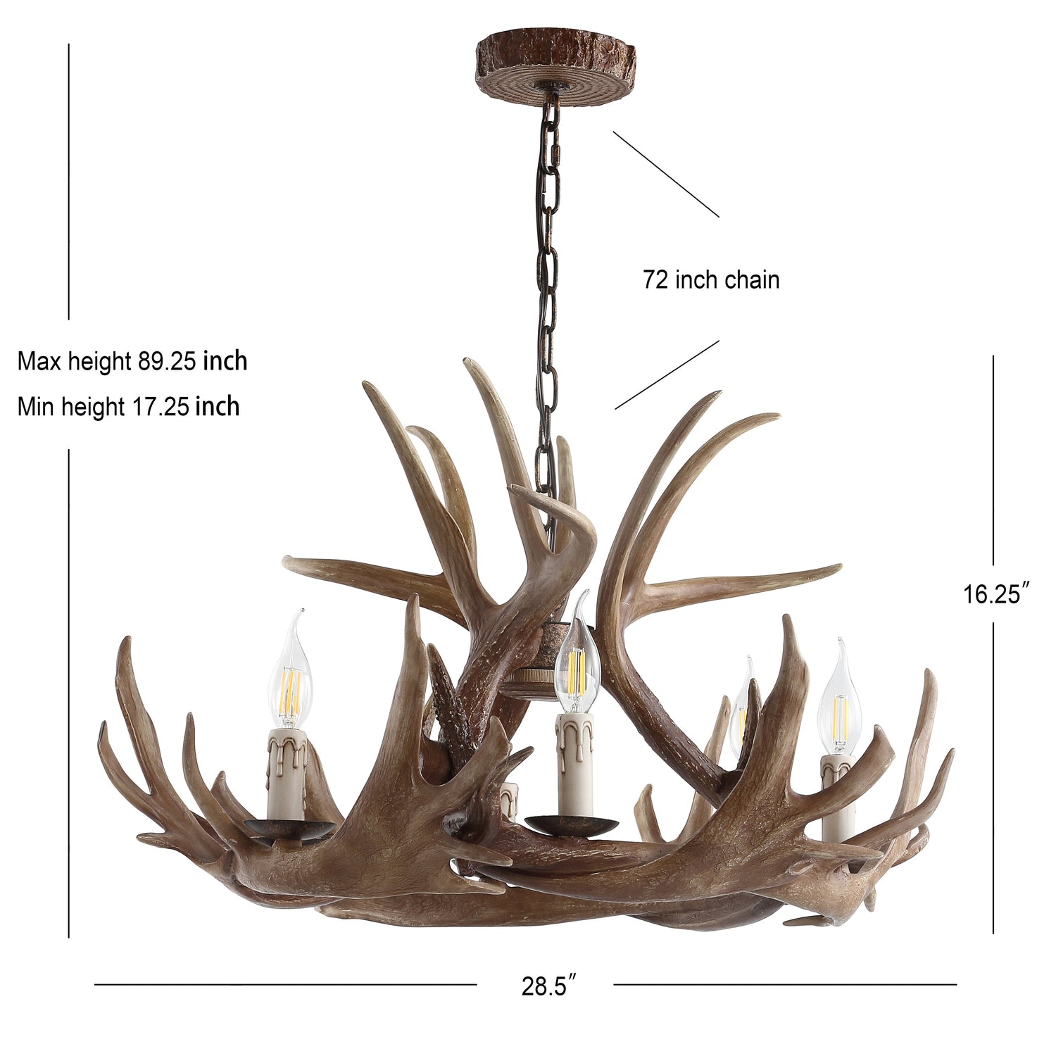 Adjustable Resin Antler 6-Light Chandelier