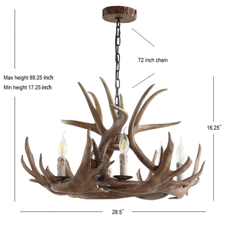 Adjustable Resin Antler 6-Light Chandelier