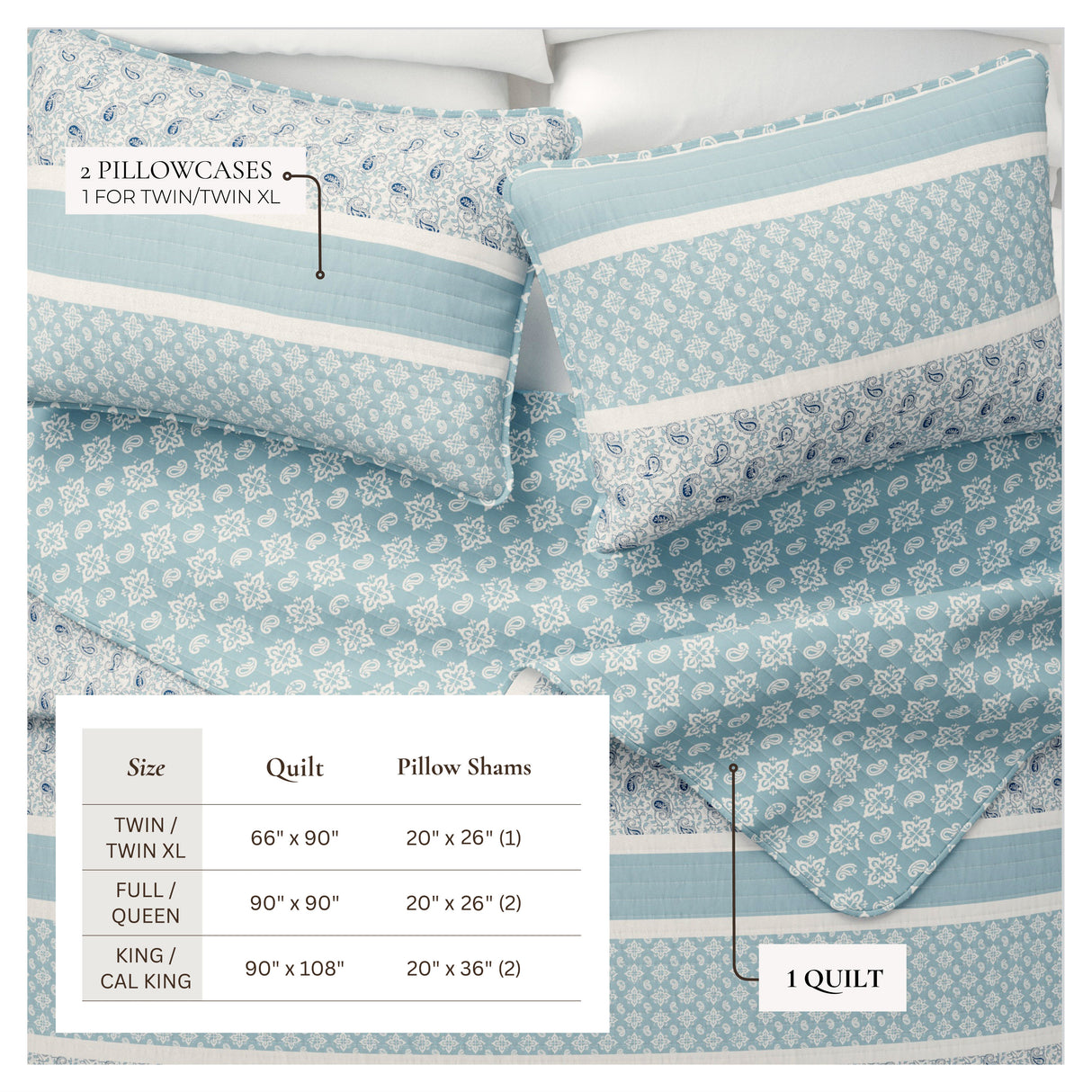 3-Piece Stripe Quilt - Kadi Collection