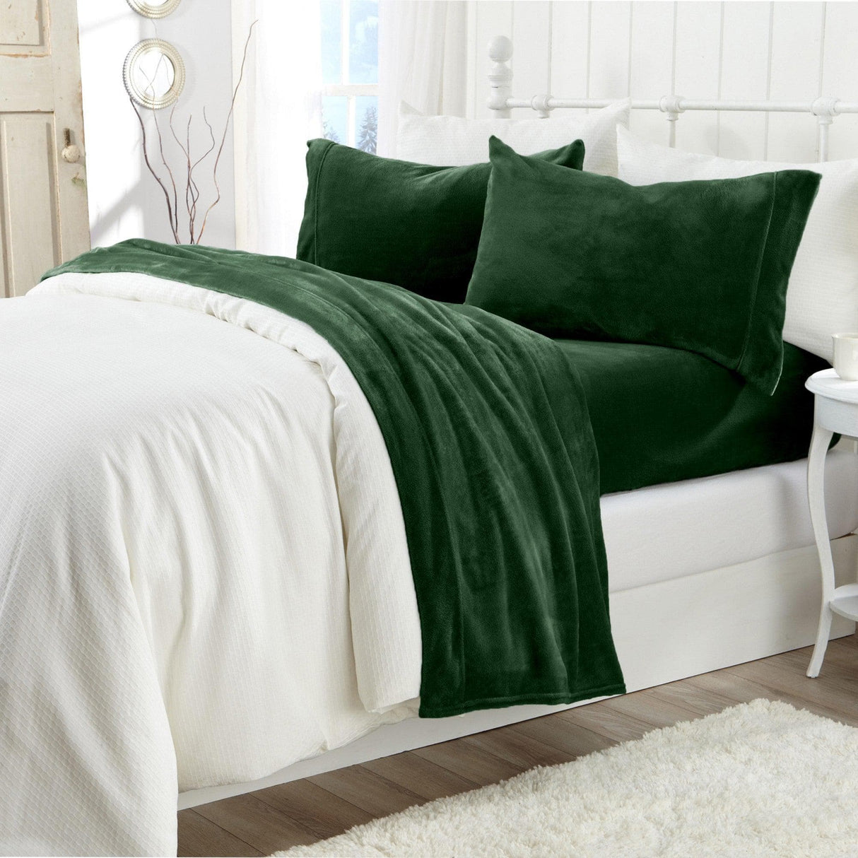 4-Piece Solid Jewel-Toned Plush Sheet - Velvet Luxe Collection