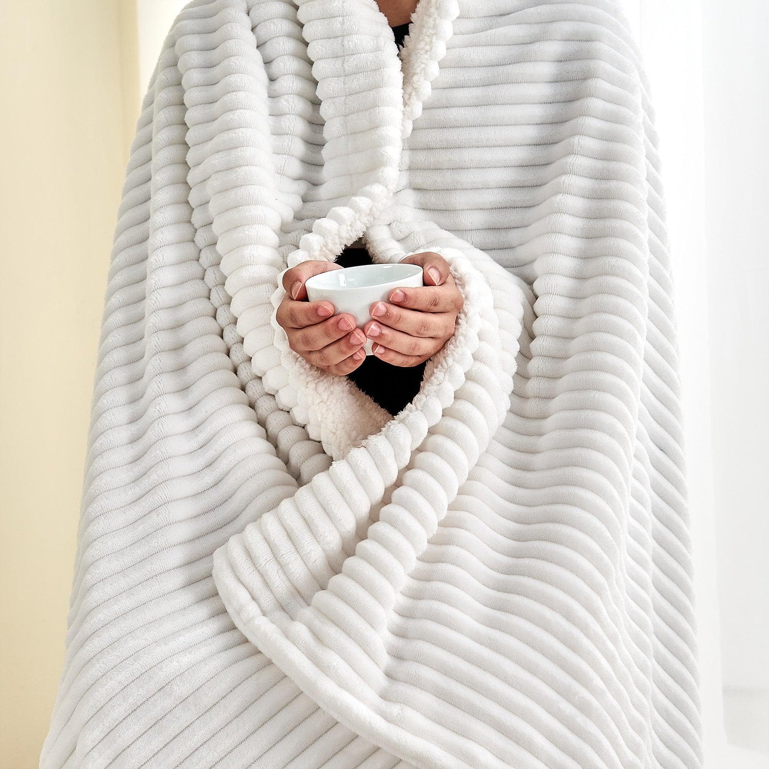Ribbed Sherpa Throw Blanket - Corduroy Collection