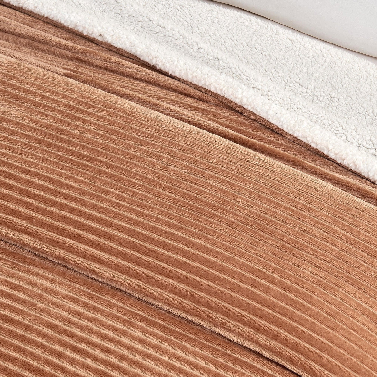 Ribbed Sherpa Throw Blanket - Corduroy Collection