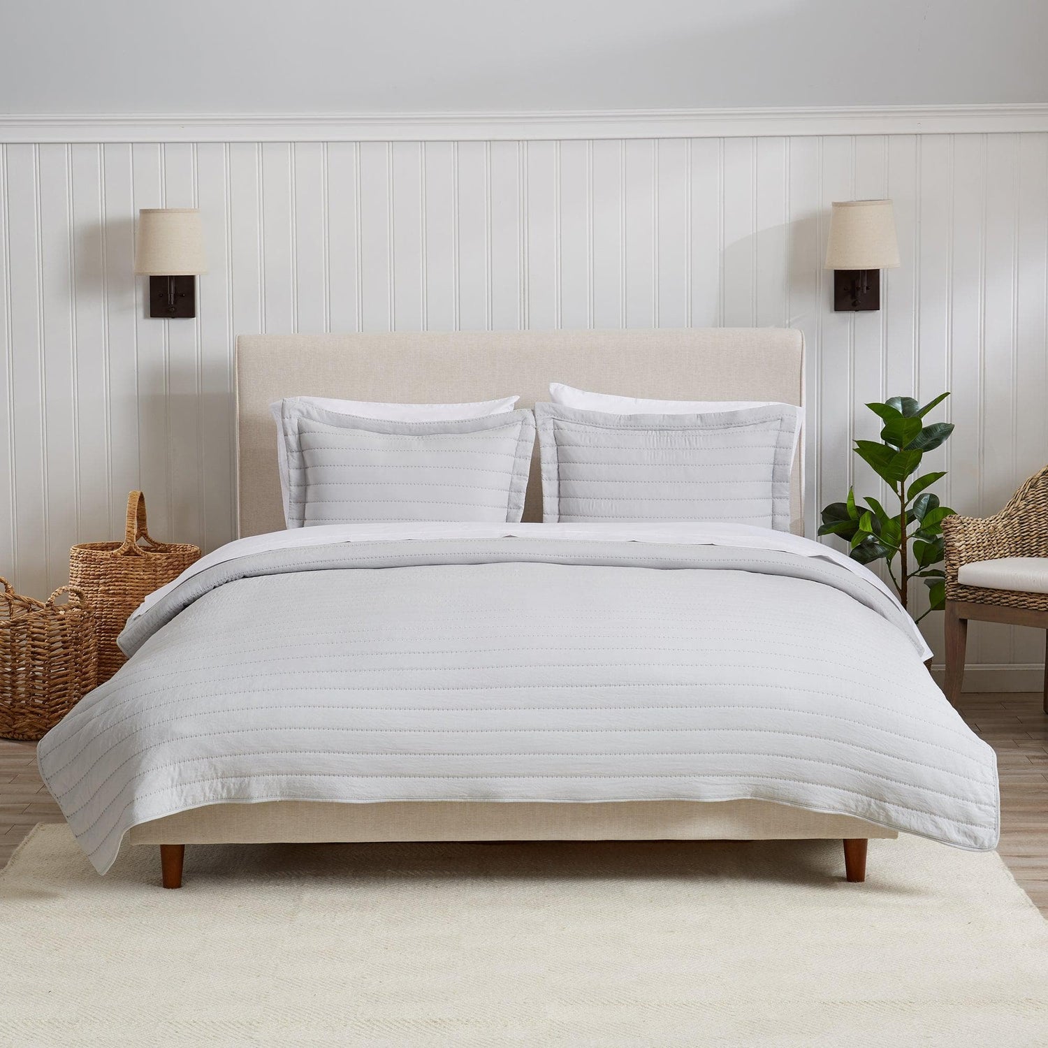 3-Piece Solid Striped Quilt - Virginia Collection