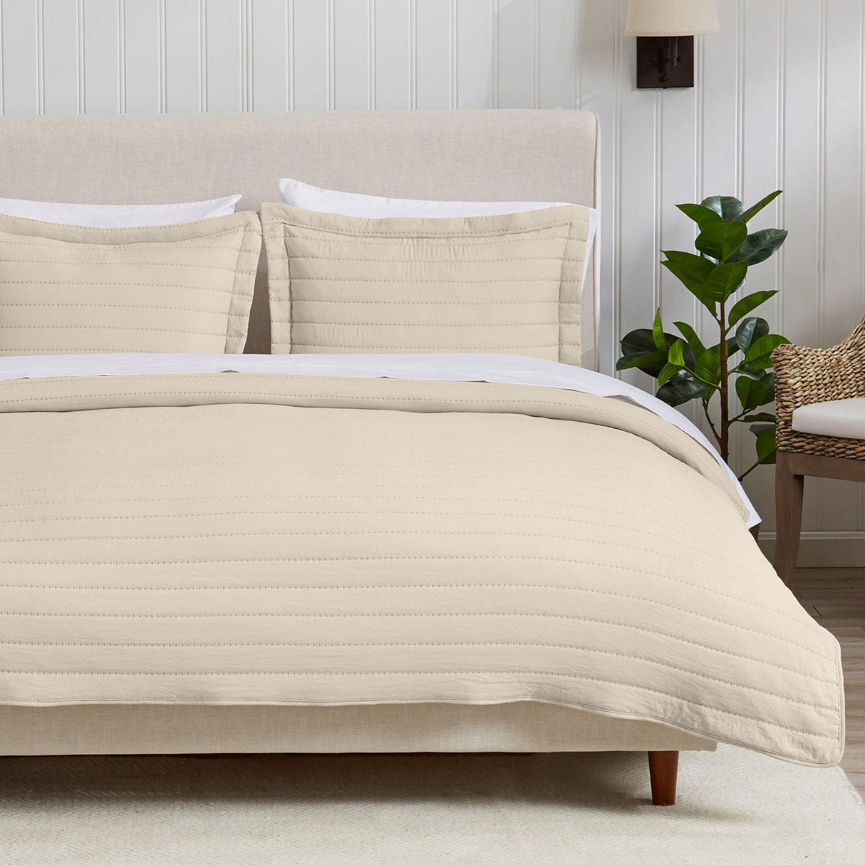 3-Piece Solid Striped Quilt - Virginia Collection
