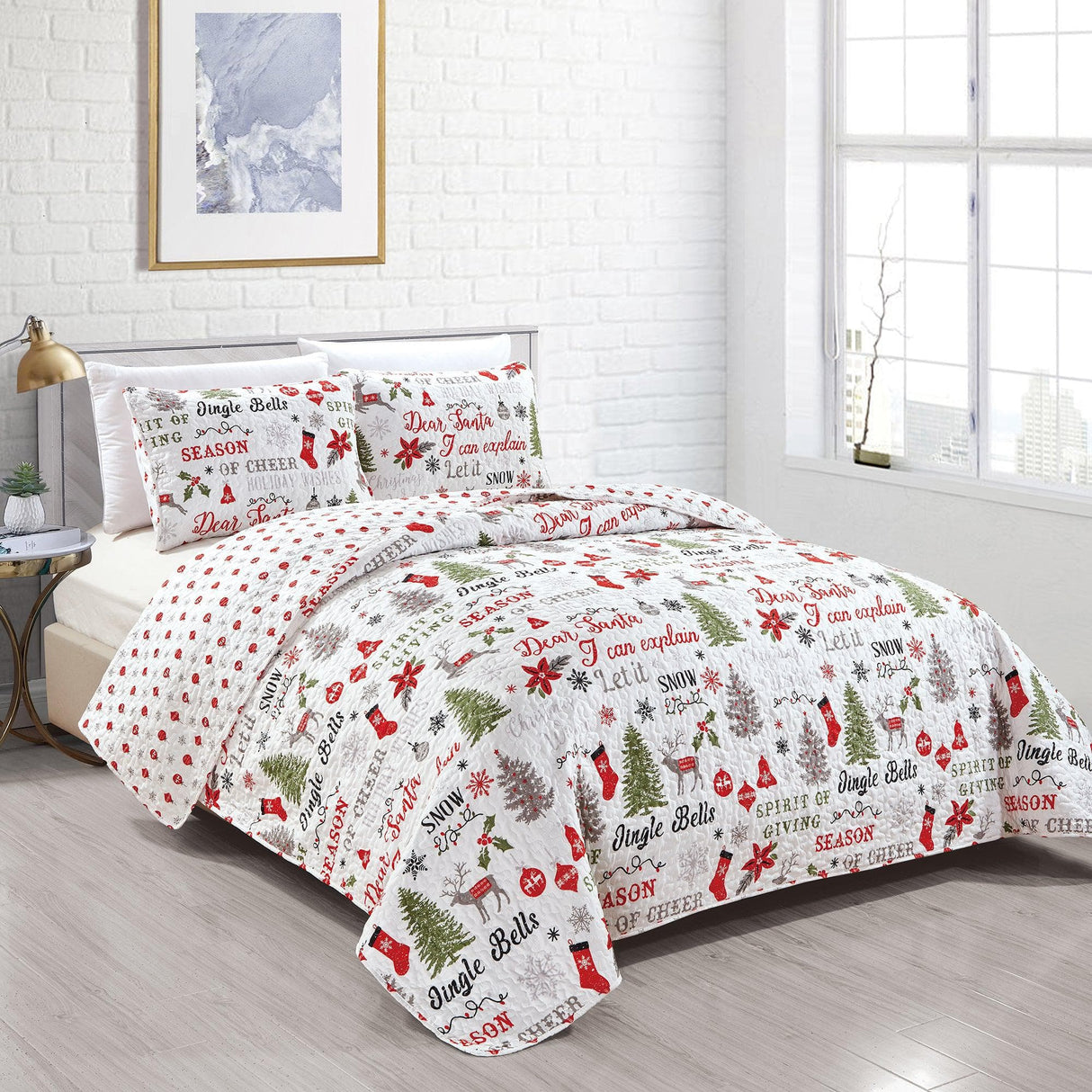 Holiday 3 Piece Quilt Set - Carol Collection