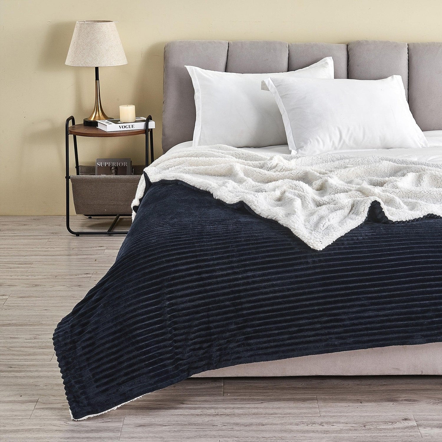 Ribbed Sherpa Throw Blanket - Corduroy Collection