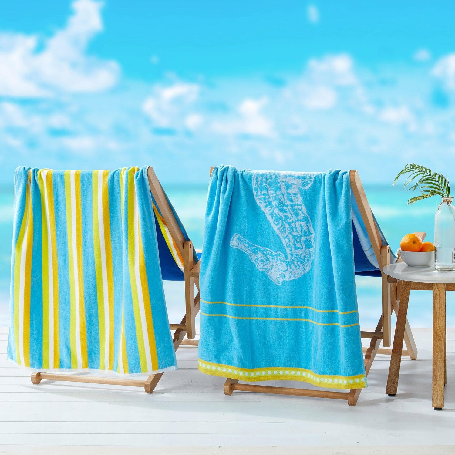 2 Pack 100% Cotton Jacquard Beach Towels - Playa Collection