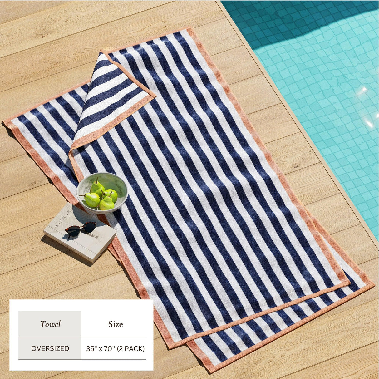 Oversized Striped Border Cabana Beach Towel - Santa Cruz