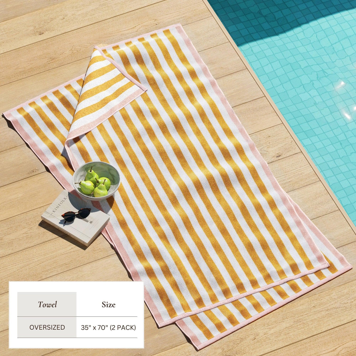 Oversized Striped Border Cabana Beach Towel - Santa Cruz
