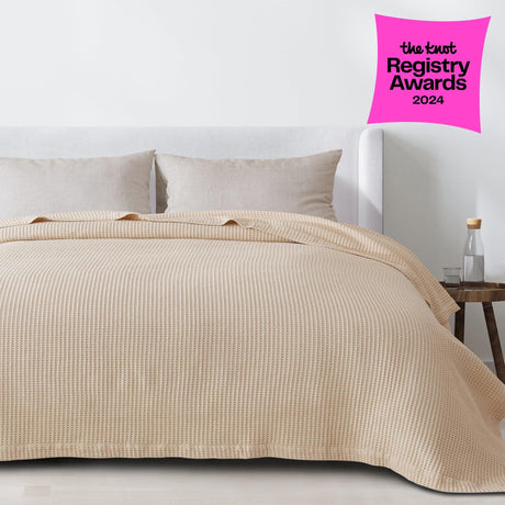 100% Cotton Waffle Weave Blanket - Mikala Collection