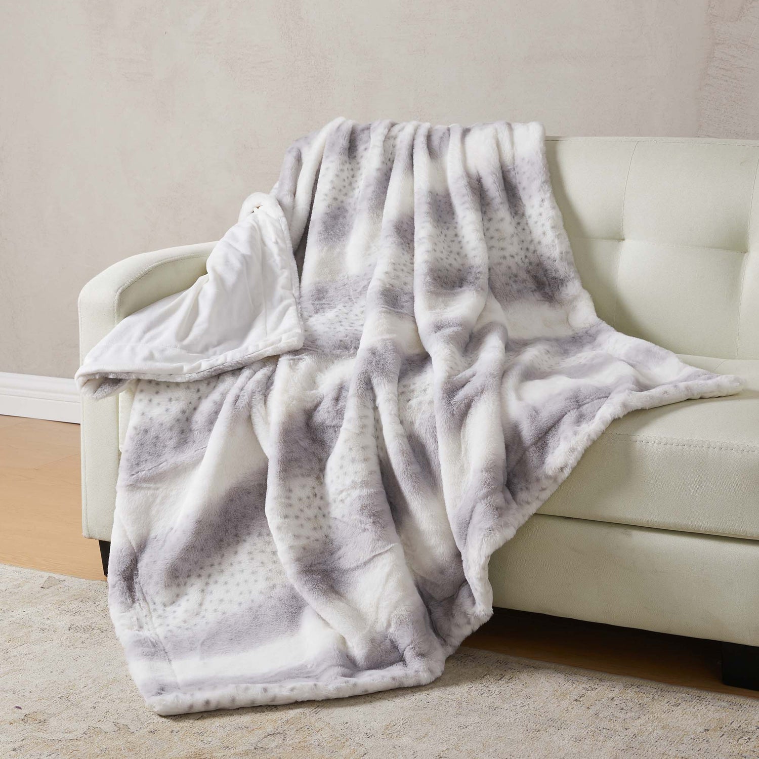 Faux Fur Printed Throw Blanket - Aaliyah Collection