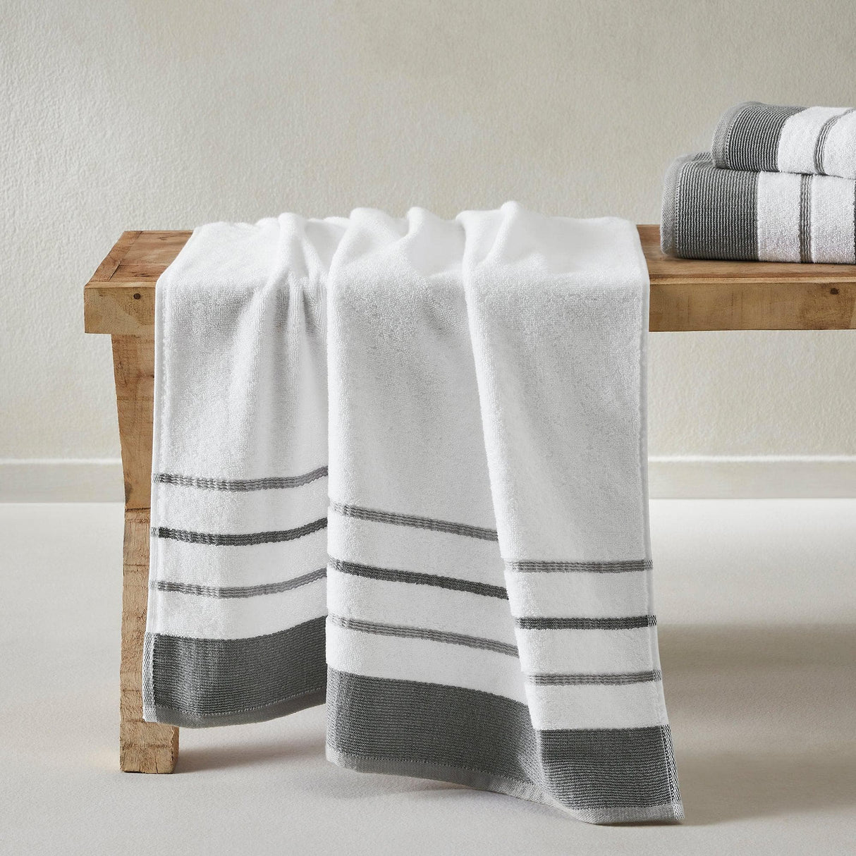 Decorative Cotton Stripe Bath Towel Set - Noelle Collection