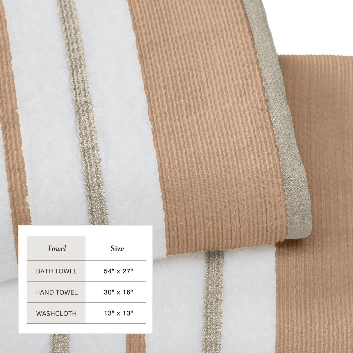 Decorative Cotton Stripe Bath Towel Set - Noelle Collection