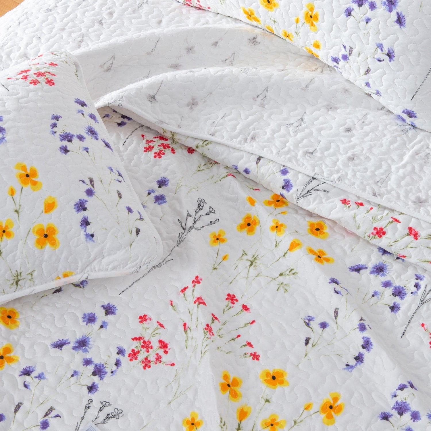 Colorful Floral 3 Piece Quilt Set - Marianne Collection